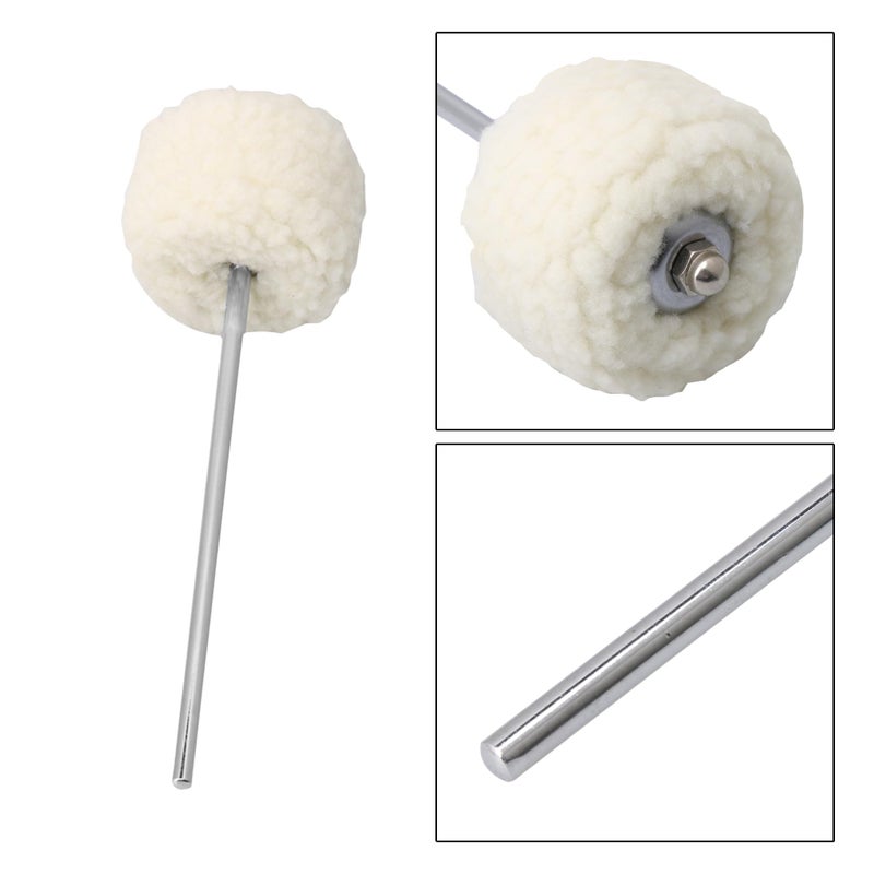 lovermusic Lovermusic 19.4x0.6cm Stainless Steel Shaft Bass Kick Drum Beater White Felt Pedal Beater Head Drum Instrument Accessories - Image 5